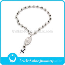 TKB-B0076 St. Benedict Silver Cross Jesus Rosary Beads Bracelets